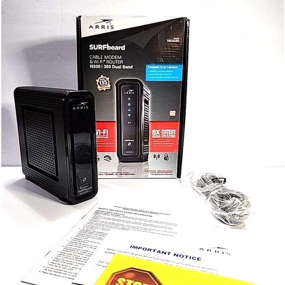 ARRIS SURFboard SBG6580-2 Cable Modem Router 300 Mbps 4-Port  Read Details - Picture 1 of 7